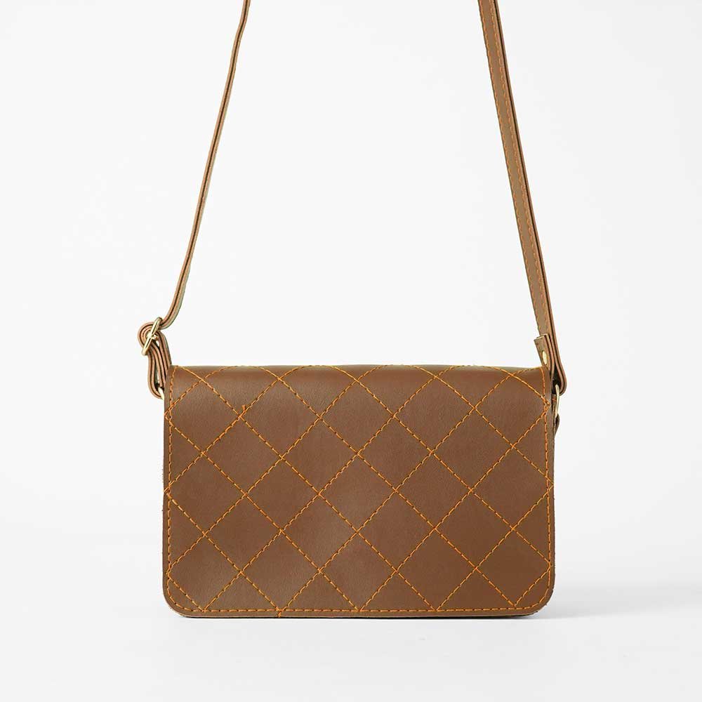 Cross Stitch Crossbody Bag Brown - Image 2