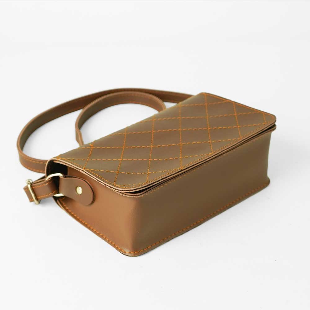 Cross Stitch Crossbody Bag Brown - Image 4