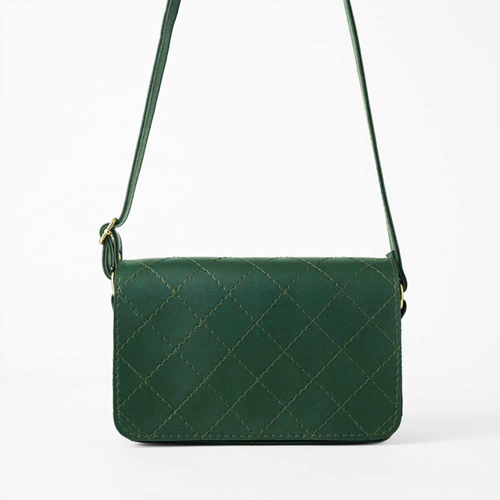 Cross Stitch Crossbody Bag Green - Image 2